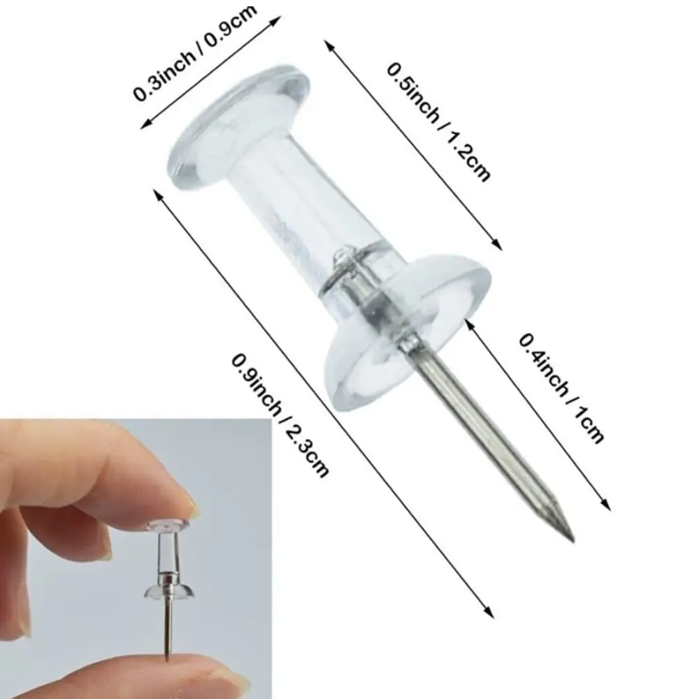 Push pins 100pcs clear transparent plastic for map chart drawing notice bulletin cork board