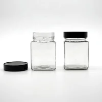 Full Size Capacity Empty Clear Square Glass Jar for Honey Coconut Oil with Airtight Lid MOQ500 Custom Available Inbox Us 2