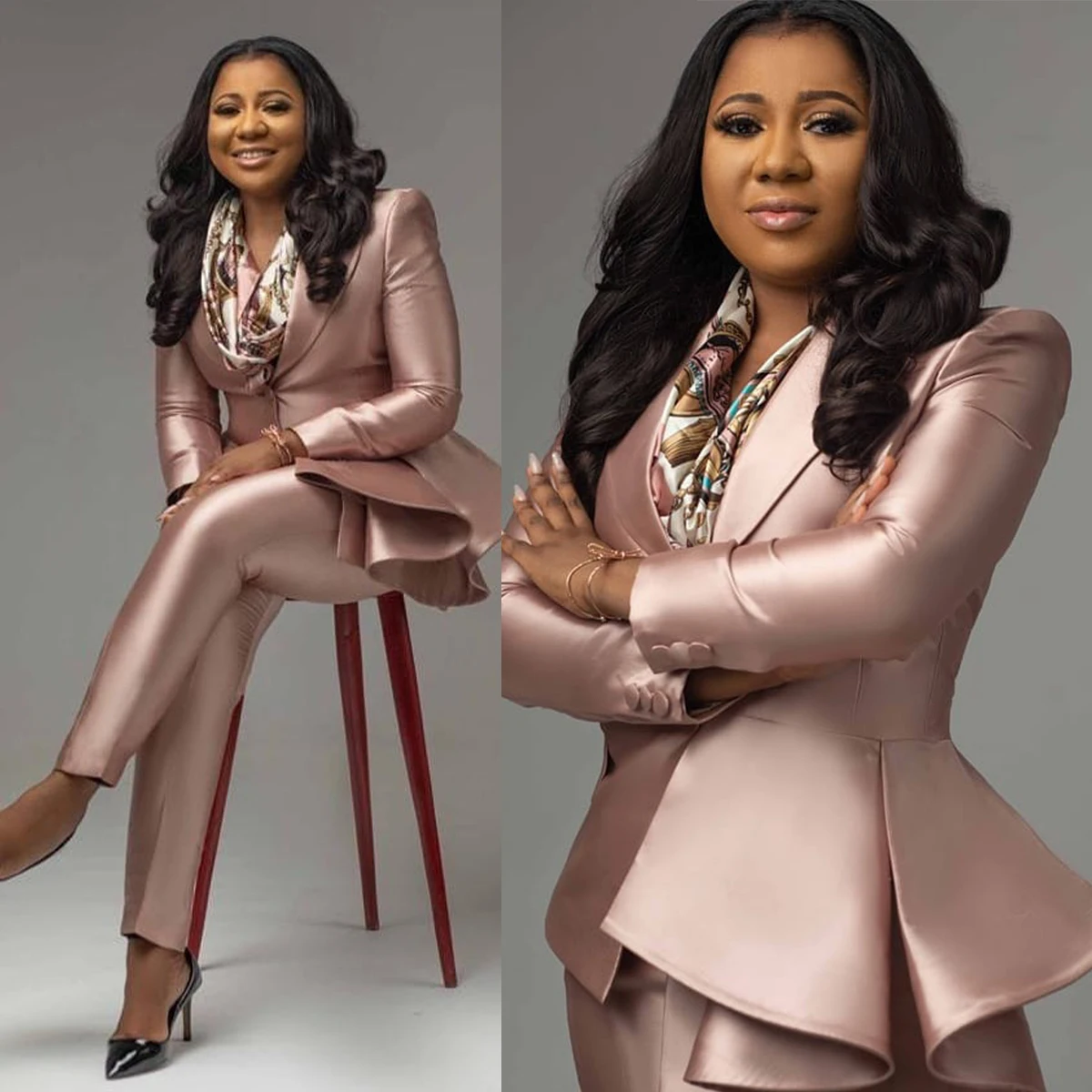 Fashion Slim Fit Mother of Bride Dresses mother bride dresses Peaked Lapel Single Breasted Jacket Plus Size African Casual Women Blazer 2 Piece Set