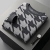 Autumn and winter new men's O-neck 100% Merino wool thick pullover knitted sweater loose fashion warm bottoming shirt coat 1
