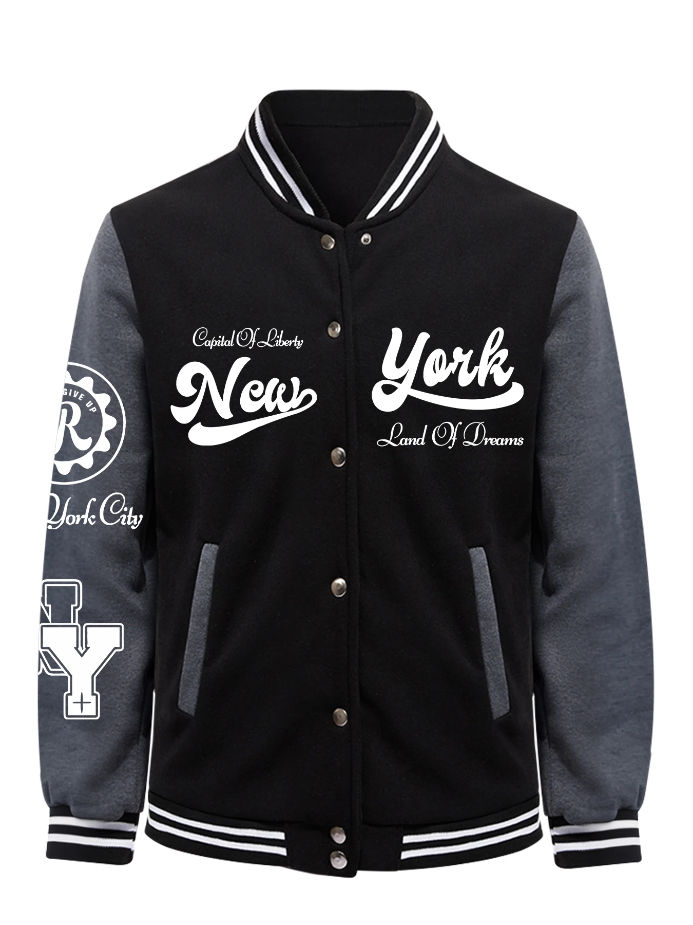 New York Land Of Dreams Capital Of Liberly Baseball Jersey Men Retro Soft Coat Trendy American Jackets Autumn Fleece Men Top