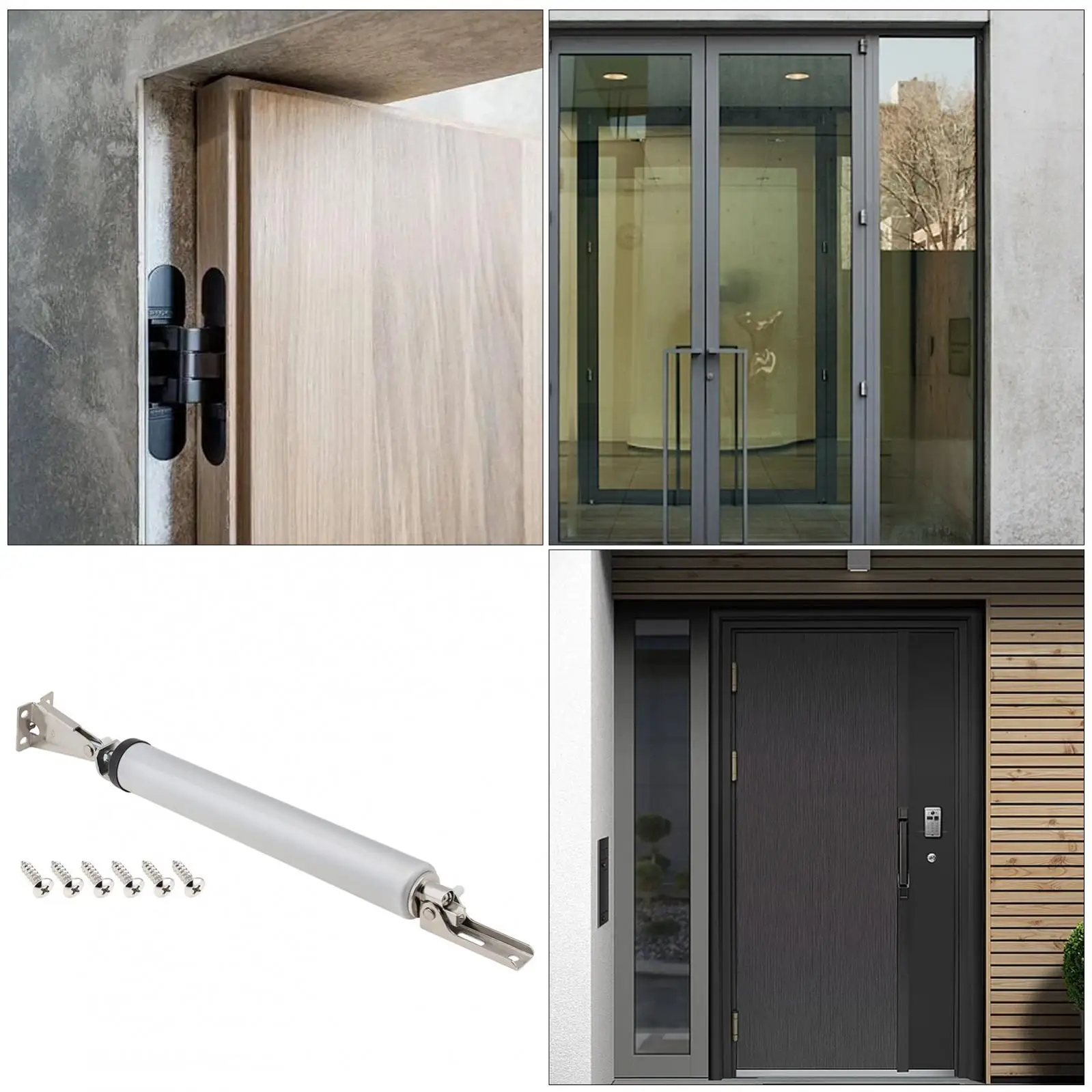 Smooth Closing Motion Door Closer Sopper for Screen Door Pneumatic Closer with Hold Open Heavy Duty Automatic Spring