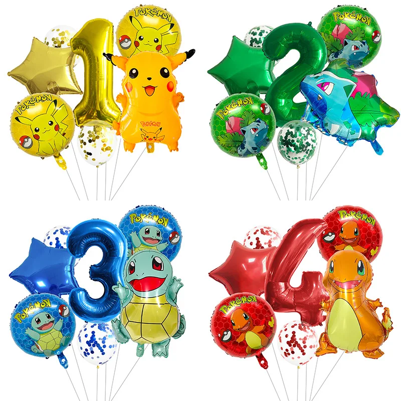 

Pokemon Balloons Set Number Age Kawaii Anime Figure Pikachu Charizard Balloon Cute Cartoon Party Decoration Kids Gifts Toys