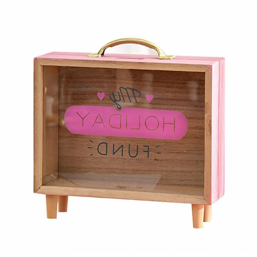 Wooden Money Coin Box Storage Saving Pot Piggy Bank Bedroom Desk Ornament Decor Children Gifts Jar Coins Storage Box Home Decor 5