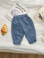 2024 Spring New Baby Loose Denim Trousers Fashion Infant Girls Solid Casual Pants Toddler Boys Versatile Jeans Toddler Clothes 4