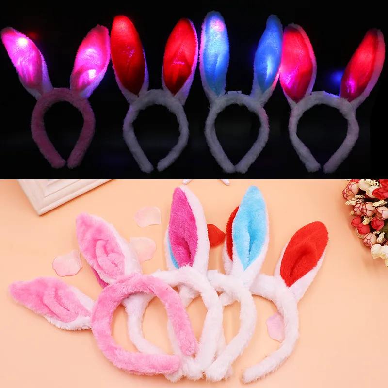

Creative Cartoon Cute Light-emitting Plush Rabbit Ears Flashing Sequins Headband Party Concert Props Kids Light-emitting Toys