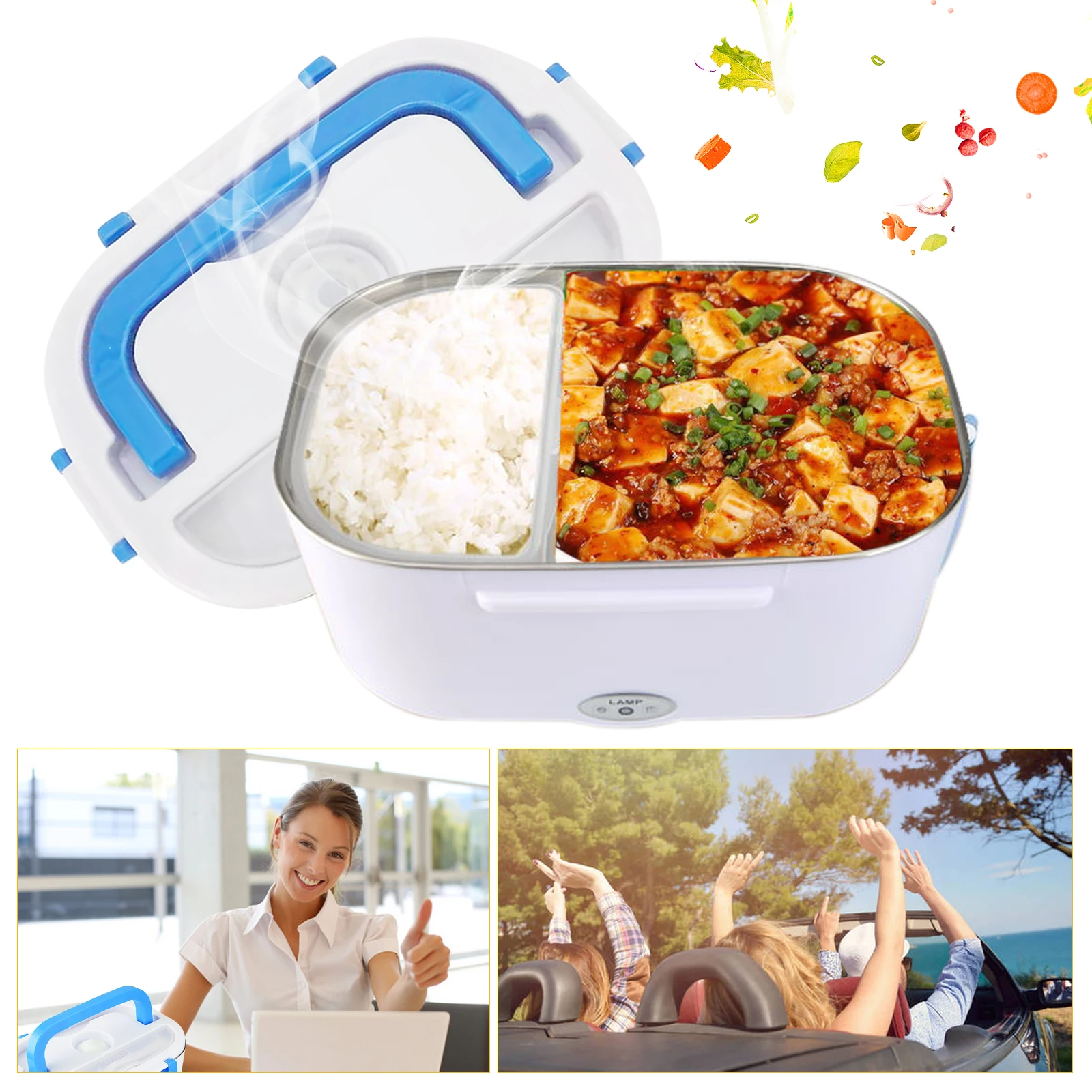 

12V 40W Portable Car Electric Heating Lunch Box Bento Food Warmer Containe