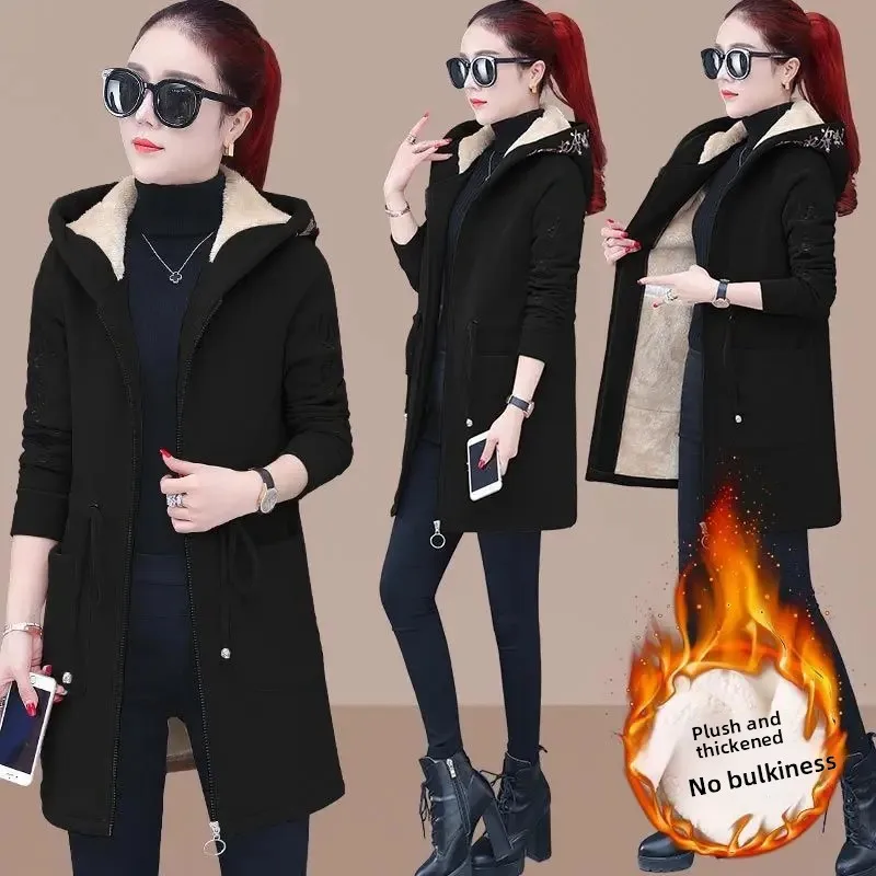 سترة فرو خروف نسائية سميكة من الصوف فضفاضة طويلة س...