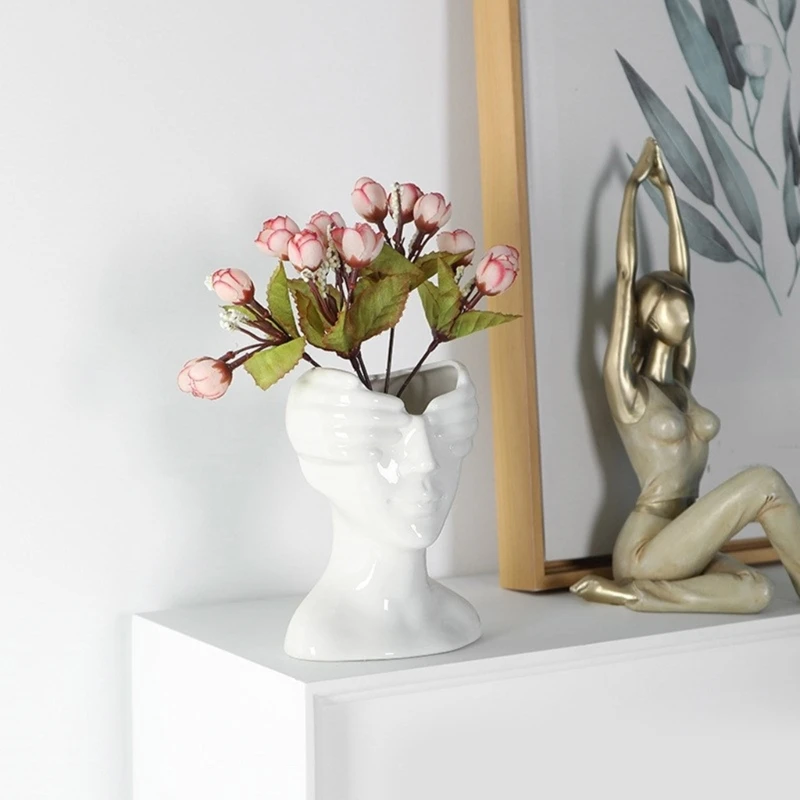 Eye Covering Girl Vase Molds Unique Flowerpots Silicone Mould for Making Planter Flower Arrangement Resin Molds Decors