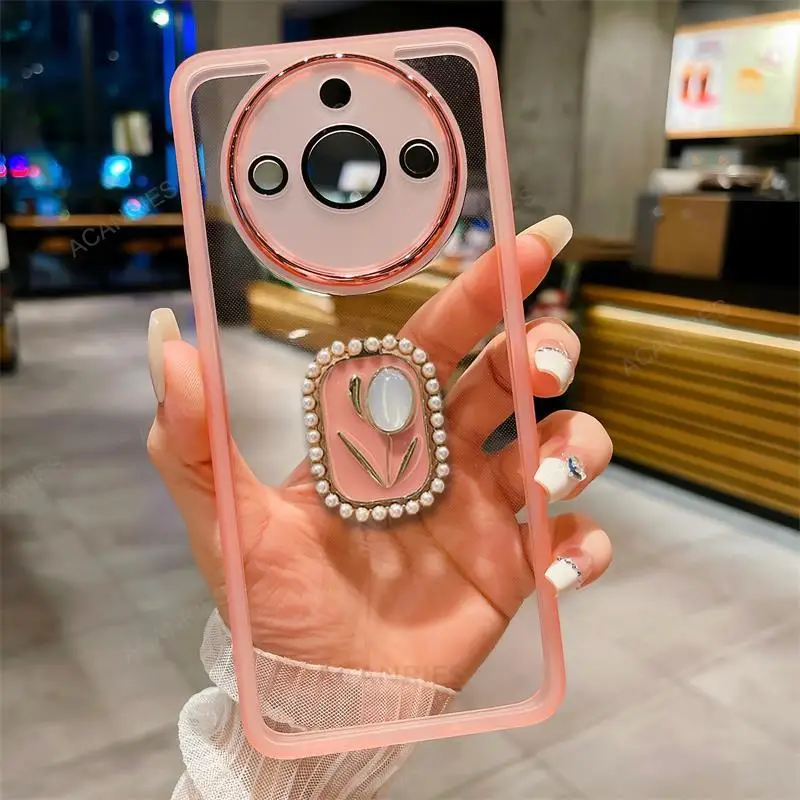 Oppo Realme 11 4G 5G 10 Pro Plus 6i C55 C53 C35 C33 C31 C30 C25 C20 C15 Tulip tartó átlátszó szilikon tok C 55 53_voghion.com