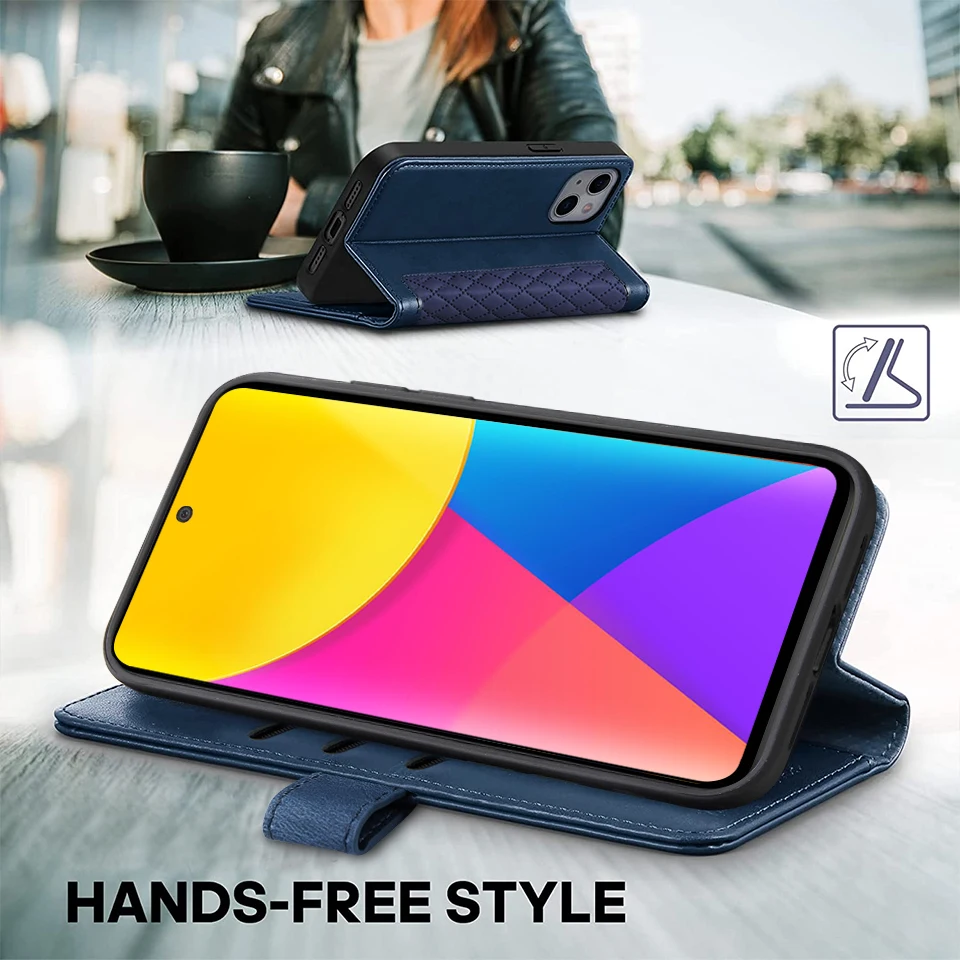 Luxury Leather Flip Wallet Case with Card Holder and Stand