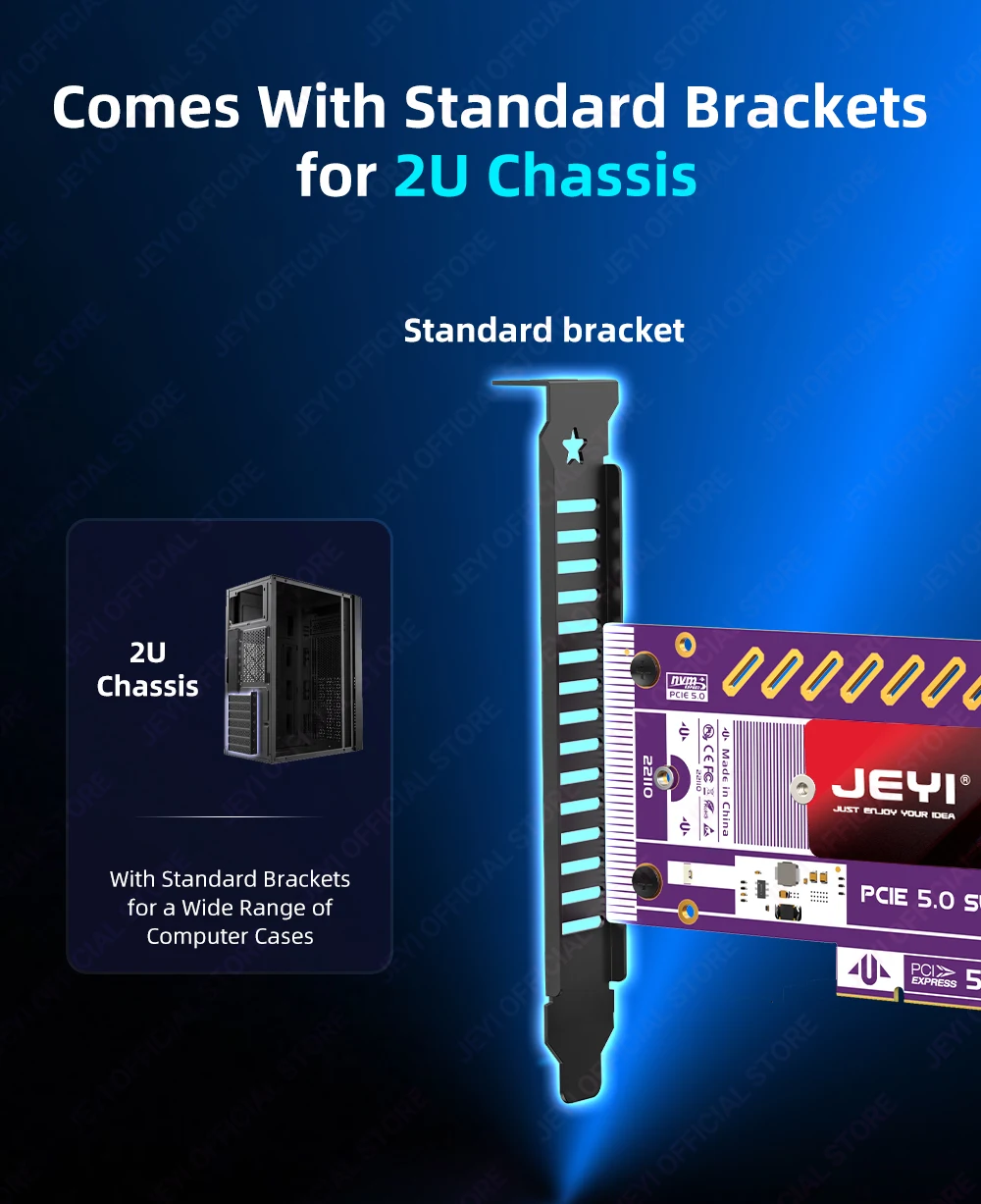 JEYI PCIe 5.0 auf M.2 NVMe-Adapterkarte, 128 Gbit/s, Ultra-Speed-Unterstützung, x4/x8/x16, Steckplatz bereit, 22110/2280/60/42/30 SSD-Unterstützung – Detail 11