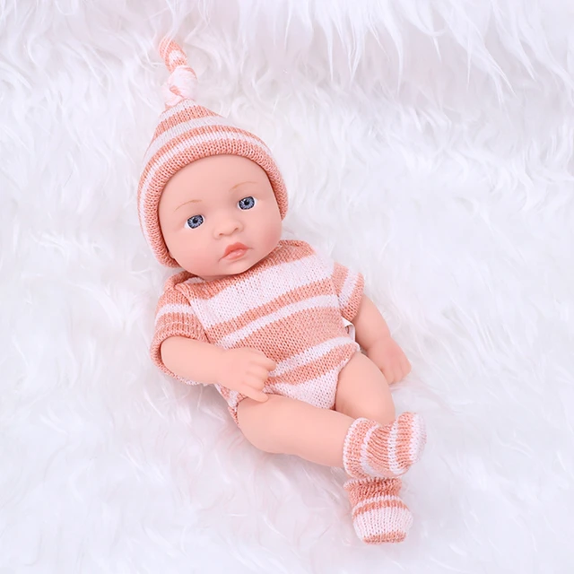 New Silicone Reborn Dolls 20cm Reborn Baby Doll Mini Soft and Full Body Silicone Reborn Toddler Doll Baby Doll For Girls - sweaterPKWH