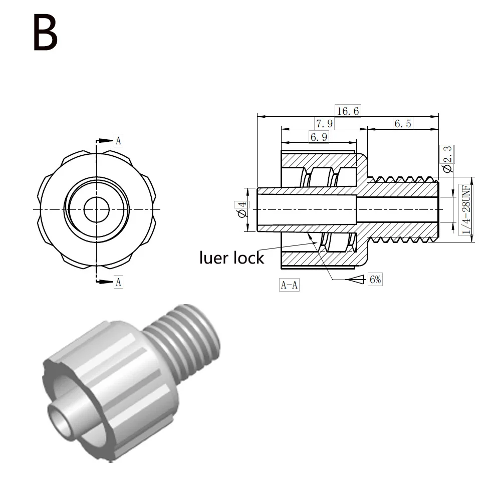 Luer Thread 1/4-28UNF Adapter PP Plastic Air Valve Pipe Dispensing Glue Subpackaging Syringe Barrel Fitting Connector