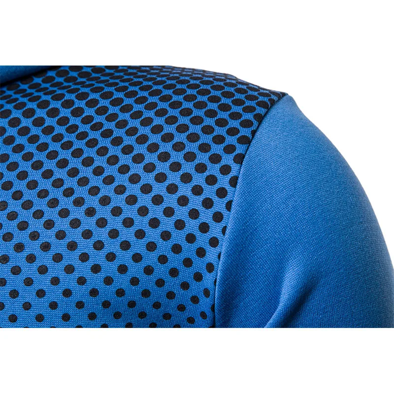 Mens Polka Dot Zip Up Hoodie - Casual Slim Fit Sweatshirt for Spring  Autumn