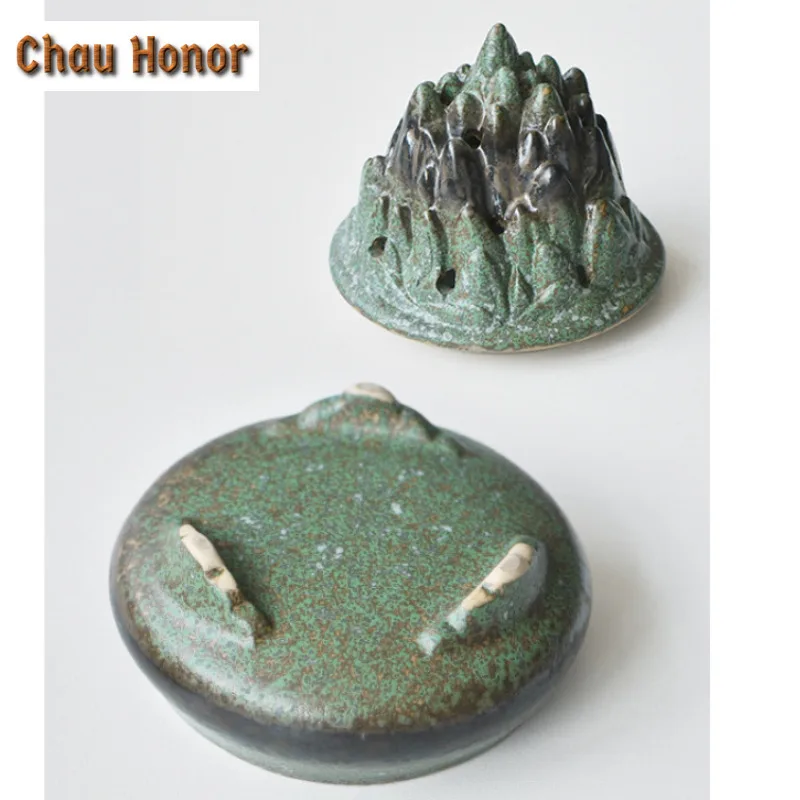 Bronze Green Glaze Tripod Incense Holder Aesthetic Incense Waterfall Incense Burners Aromatherapy Censer Indoor Decoration Gifts