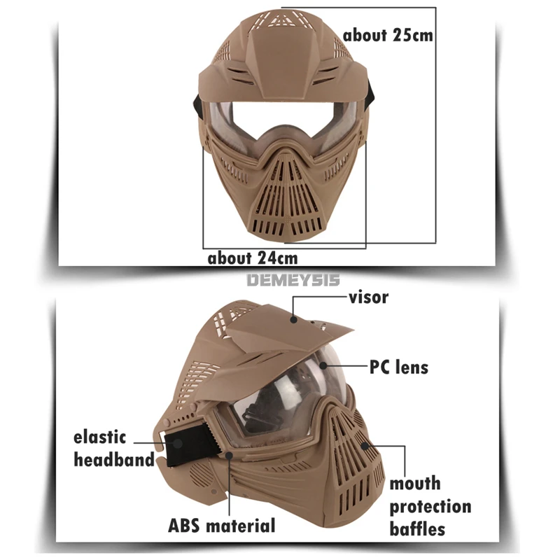 Tactical Combat Shooting Mask PC Lens Full Face Military Airsoft Protection Mask Breathable Hunting Paintball Face Masks