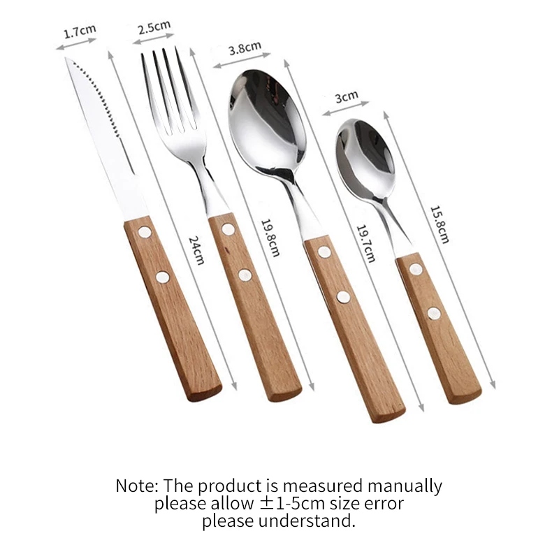 Knife Fork Spoon Tableware 1PC Stainless Steel Cutlery For Western Food Dessert Kitchen Dinnerware cubiertos Wood Handle cutlery set western style cutlery set picnic cutlery set stainless steel cutlery set