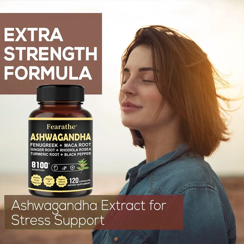 Premium Ashwagandha Capsules - Added Turmeric, Rhodiola Rosea, Ginger, Black Pepper - Strength, Mental and Immune Support