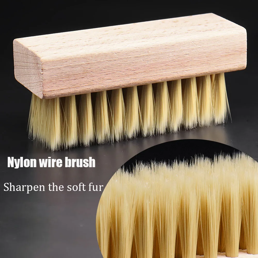 Solid wood soft bristle brush, horsehair shoe brush, shoe cleaning nylon wire pig hair plastic wire brush