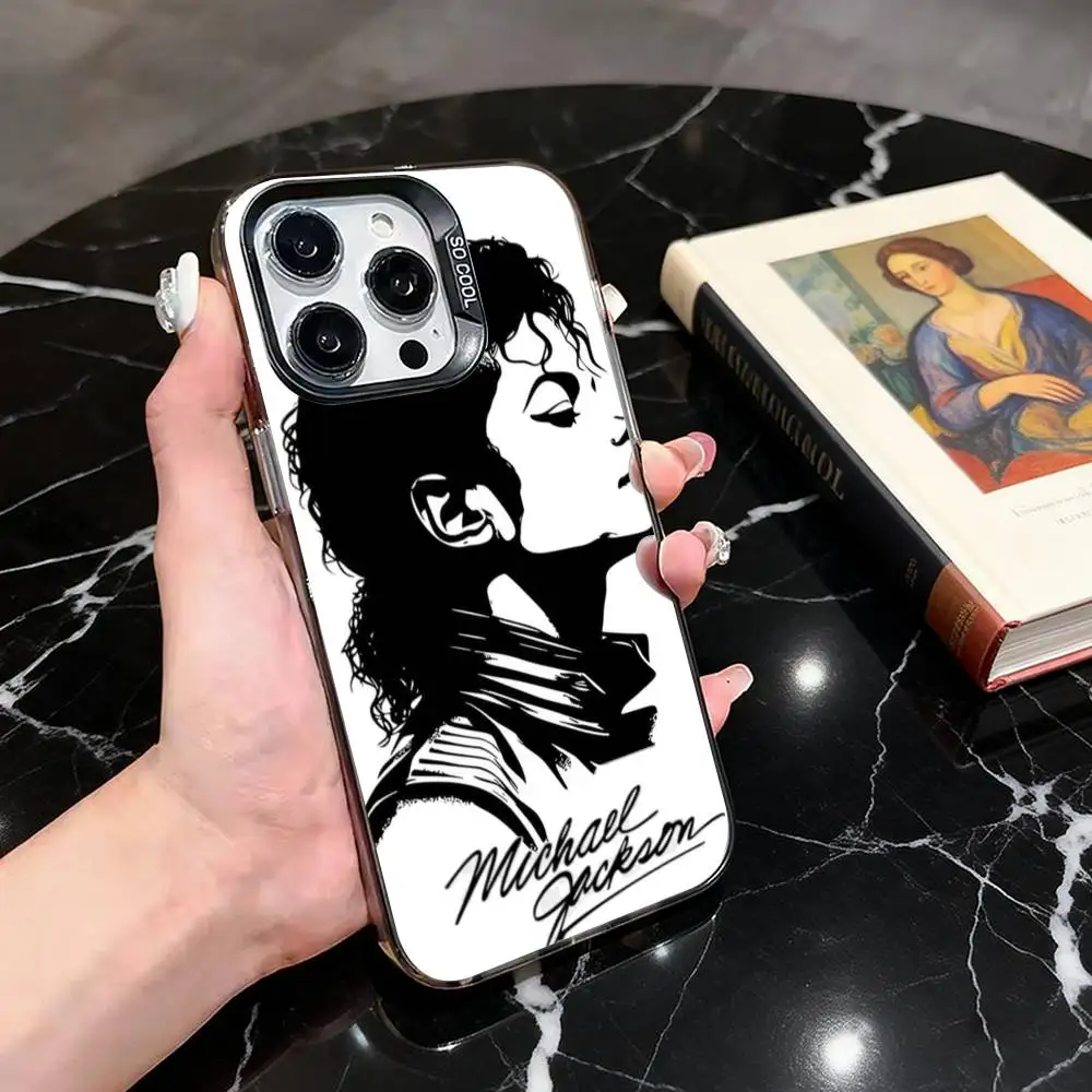 Silver Plated Michael Jackson Themed Phone Case with Colorful Design