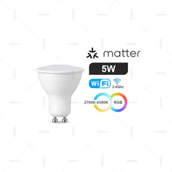 Smart LED Bulb with WiFi Control and RGBCW Dimmable Lighting - 1PCS Bulb (GU10 5W)