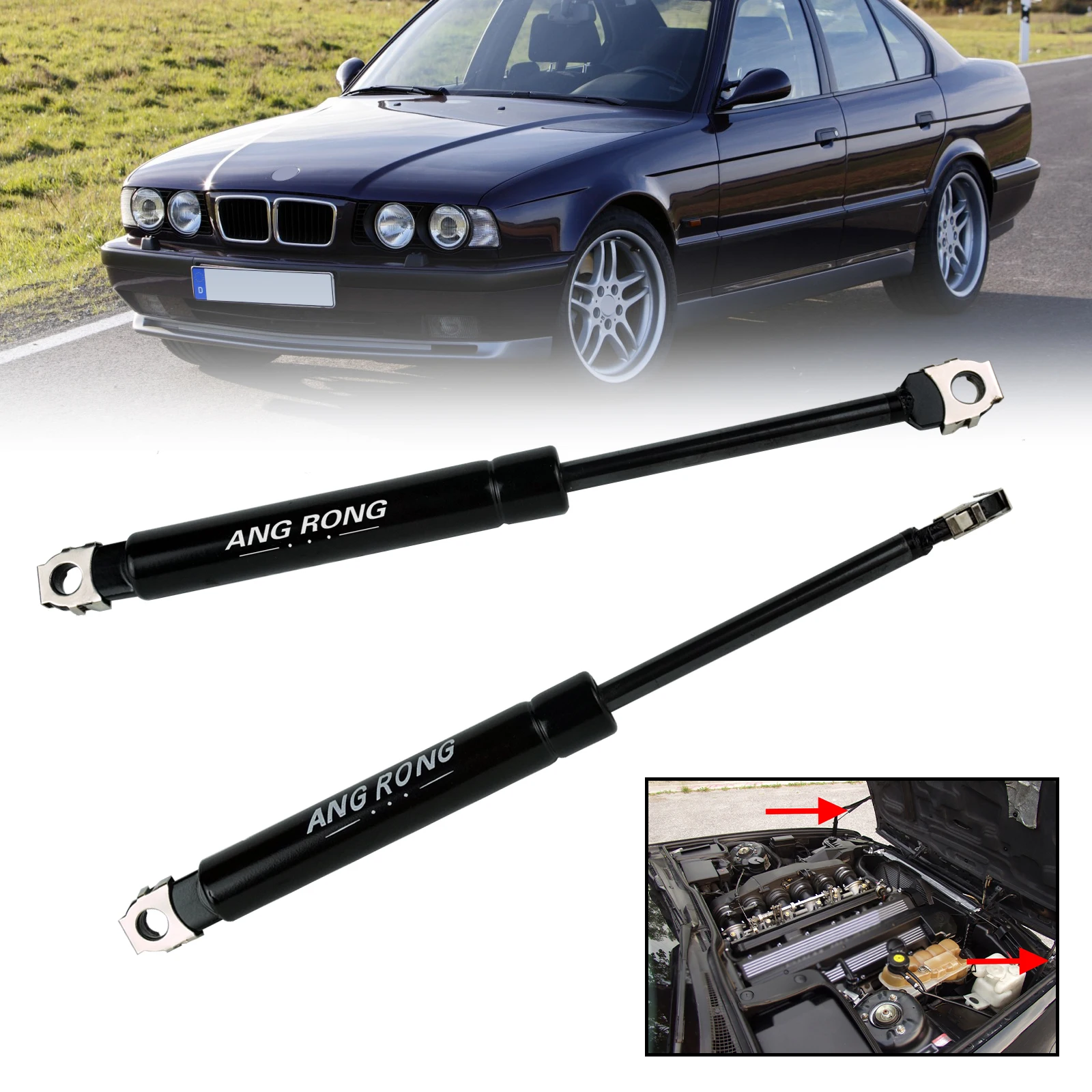 2x 프론트 보닛 후드 가스 스트럿 스프링 51231944119 BMW 5 시리즈 E34..