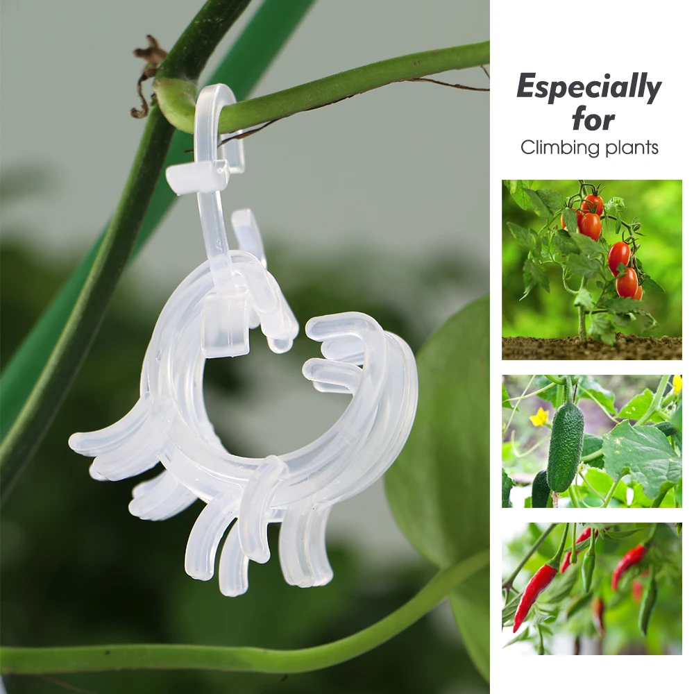 Clear Clip Plant Support Clamp Clip Transparent Plastic Garden Fixture Gripper Great Flower Vine Vegetable Lever Loop Hold Stems