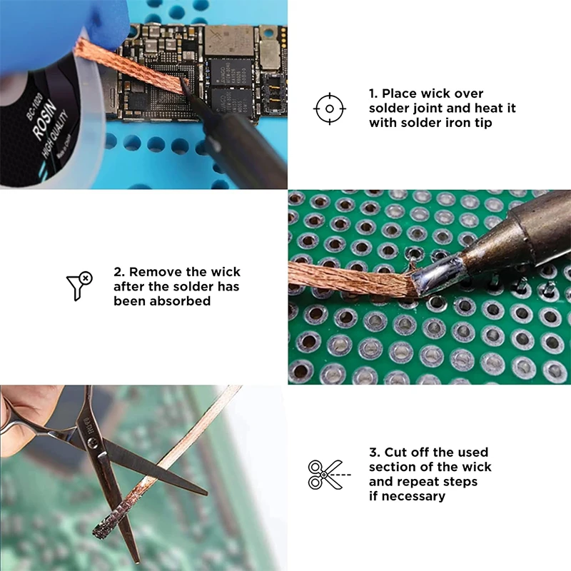 1/2/3/5pcs 3.0mm 3M Copper Desoldering Braid Desoldering Braid Desoldering Mesh Braid Wick Desoldering Mesh Braid Tape for PCB Repair and Electronics Work
