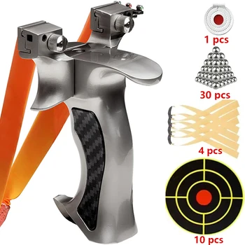Professional Metal Slingshot with Flat Rubber Band – Competitive Outdoor Shooting Set 1