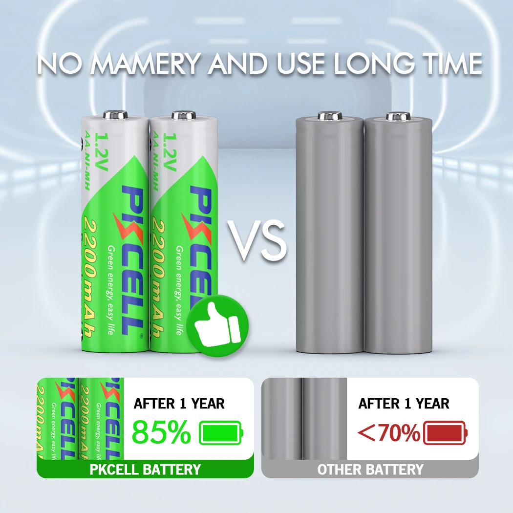 10PC AA Rechargeable Battery 1.2V 2200mA NIMH AA Low Self discharge Battery LSD Precharged Batteries for Toys Alarms Detectors