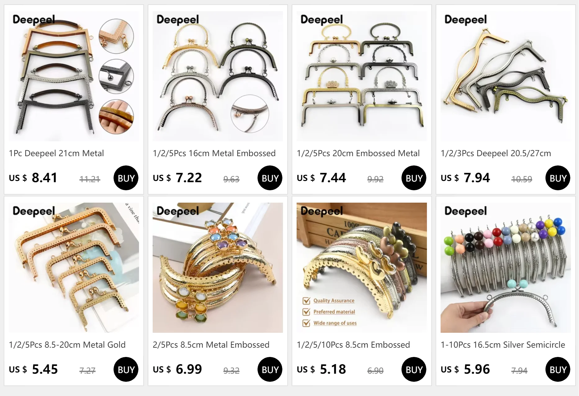 1-5 Stücke Deepeel 10/15/19 cm Platz Glatte Metall Taschen Griff Geldbörse Rahmen Handtasche Schloss Kuss verschluss DIY Brieftasche Halterung Tasche Zubehör – Detail 1