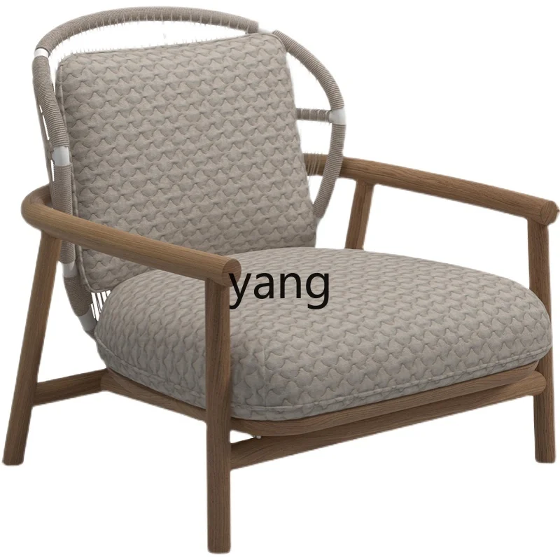 

L'm'm Solid Wood Armchair Creative Antiseptic Wood Balcony Rattan Chair Teak Rope Sofa