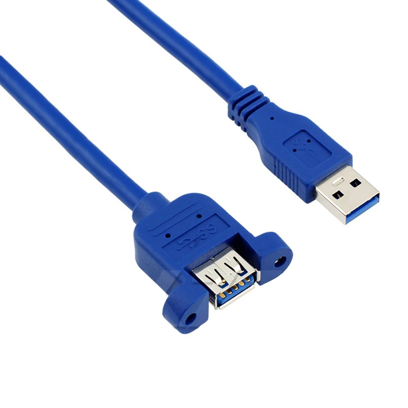 고속 USB3.0 남성-여성 USB 3.0 연장 케이블 와이어 컴퓨터 호스트 패널 마운트 나사 USB 커넥터 어댑터