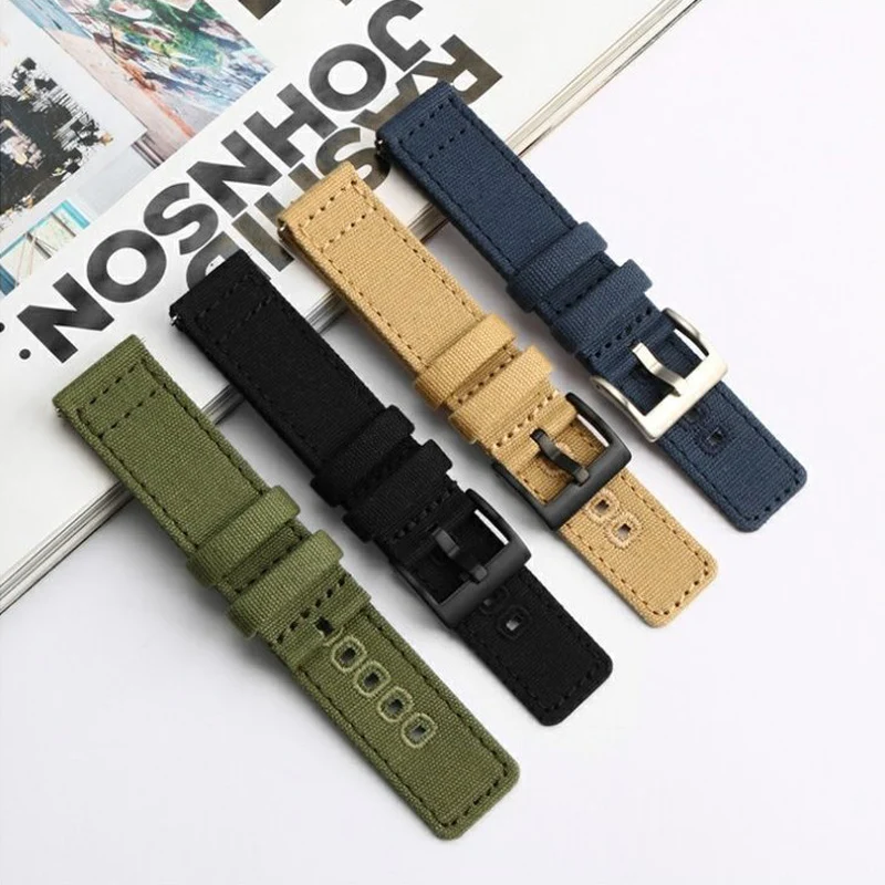 Quick Release Canvas Nylon Watch Strap with Brushed Buckle