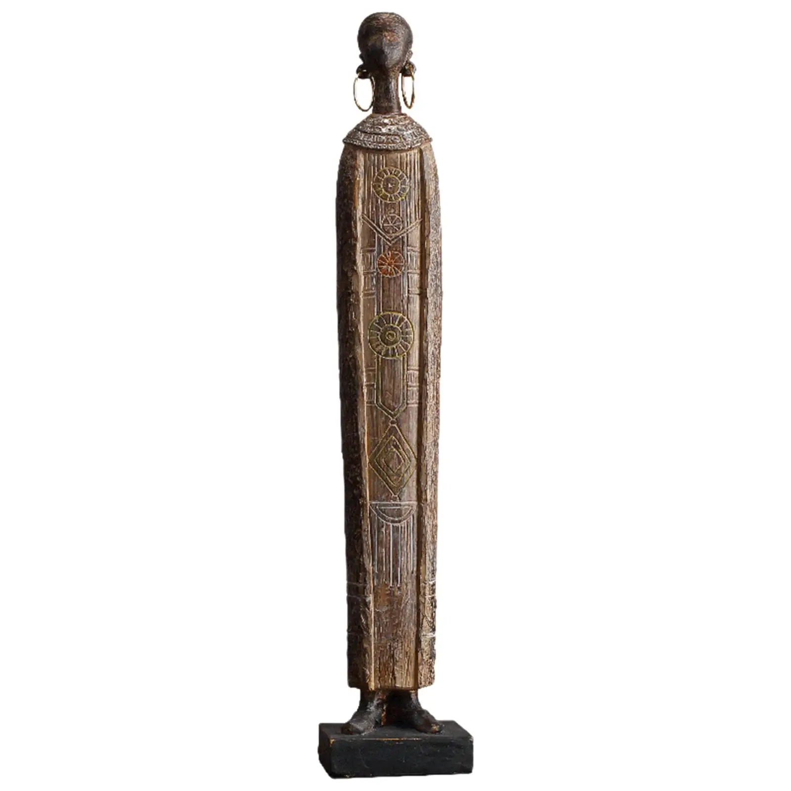 Ethnic Style African Statue Sculpture Resin Figurines Tribal Lady Collectible Desktop Dolls Ornament for Cabinet Bedroom Decor
