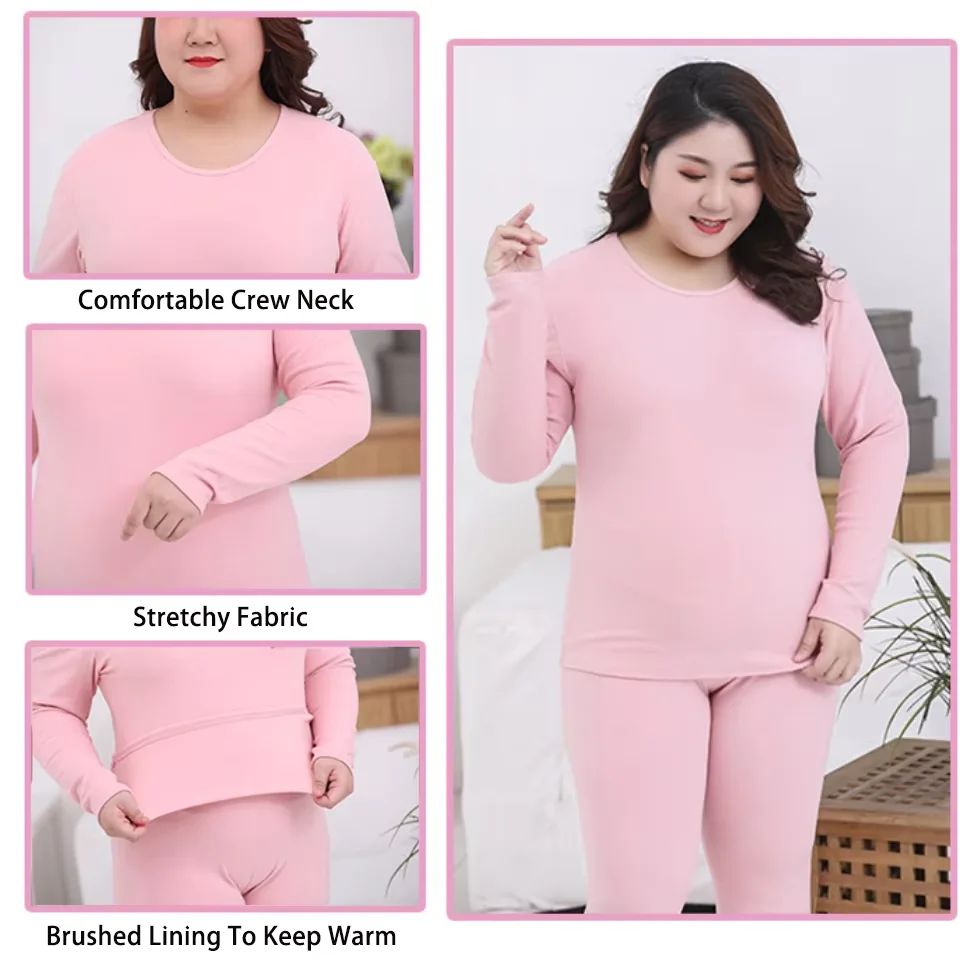 Women Plus Size Thermal Underwear Set Long Johns Suit Base Layer Underscrubs For Winter thermal underwear sets