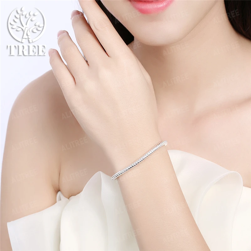Bracelet SHSTONE 925 Sterling Silver 3mm 4mm Snake Chain 8 inches Basis For Woman Charm Wedding Engagement Fashion Party Jewelry