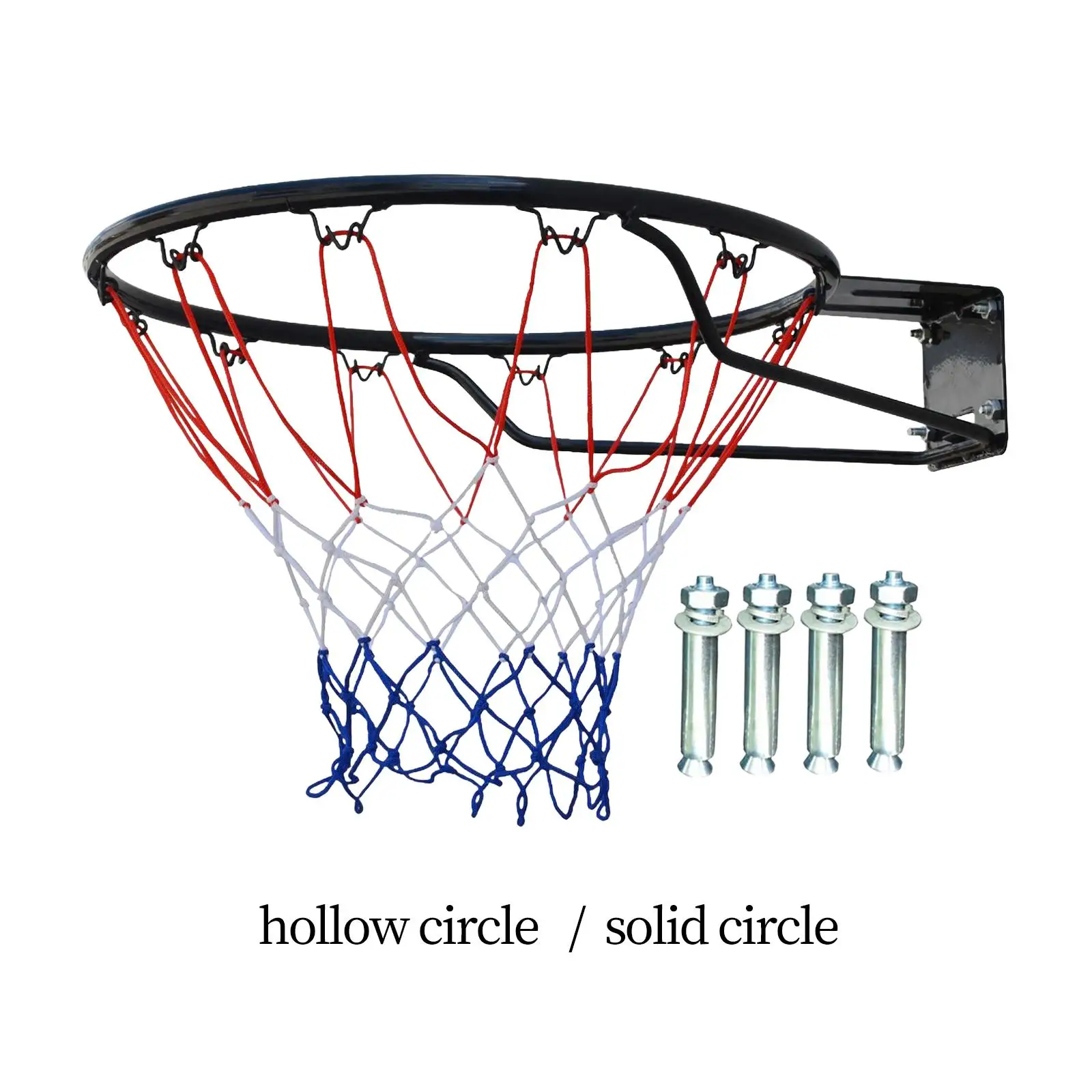 

Basketball Rim Goal 45cm Standard Wall Mounted Basketball Hoop Replacement with Net for Indoor Outdoor Sports Game Park