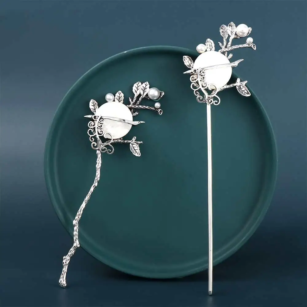 

Vintage Chinese Style Ladies Gift Hanfu Headwear Hair Disk Pearl Hairpins Women Hair Fork Hair Accessories Moon Hair Stick
