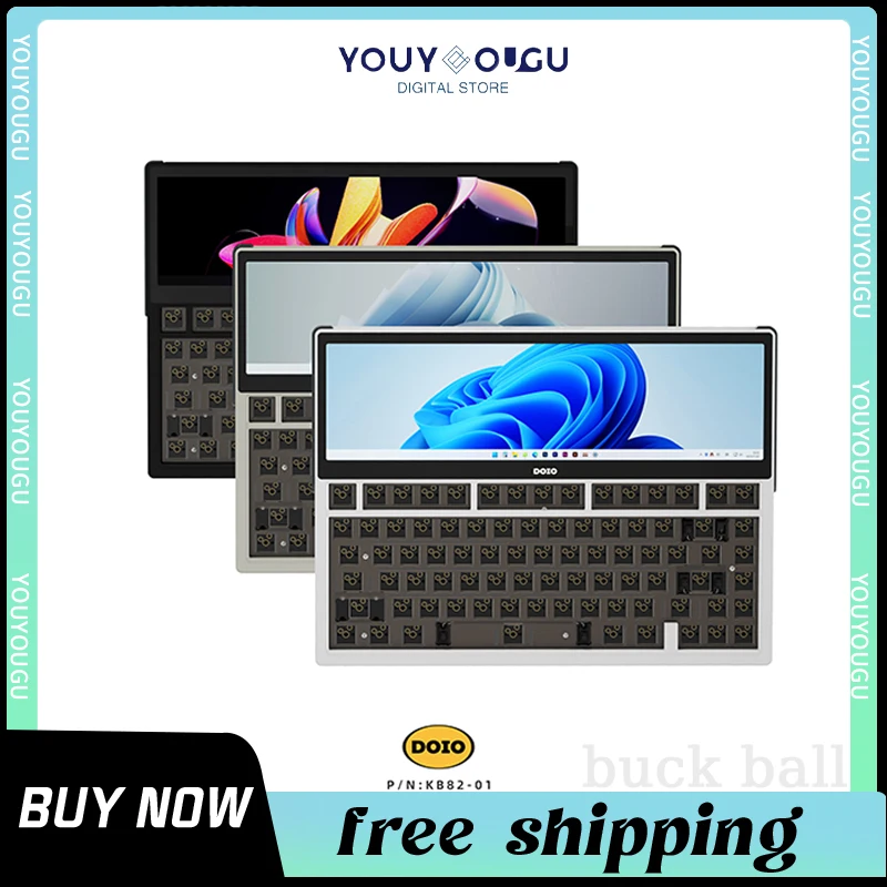 LOONGTR 무선 기계식 키보드 키트, 스크린 OLED 개스킷, PCB 핫 스왑, CNC 알루미늄 합금 게이밍 키보드, QMK VIA, DOIO82