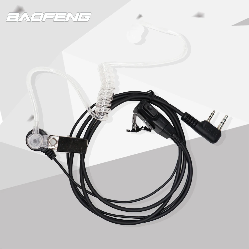 Walkie Talkie Microphone Air Acoustic Tube 2 Pin PPT Earpiece Headset Radio Throat Mic For Baofeng UV-5R UV82 BF888S