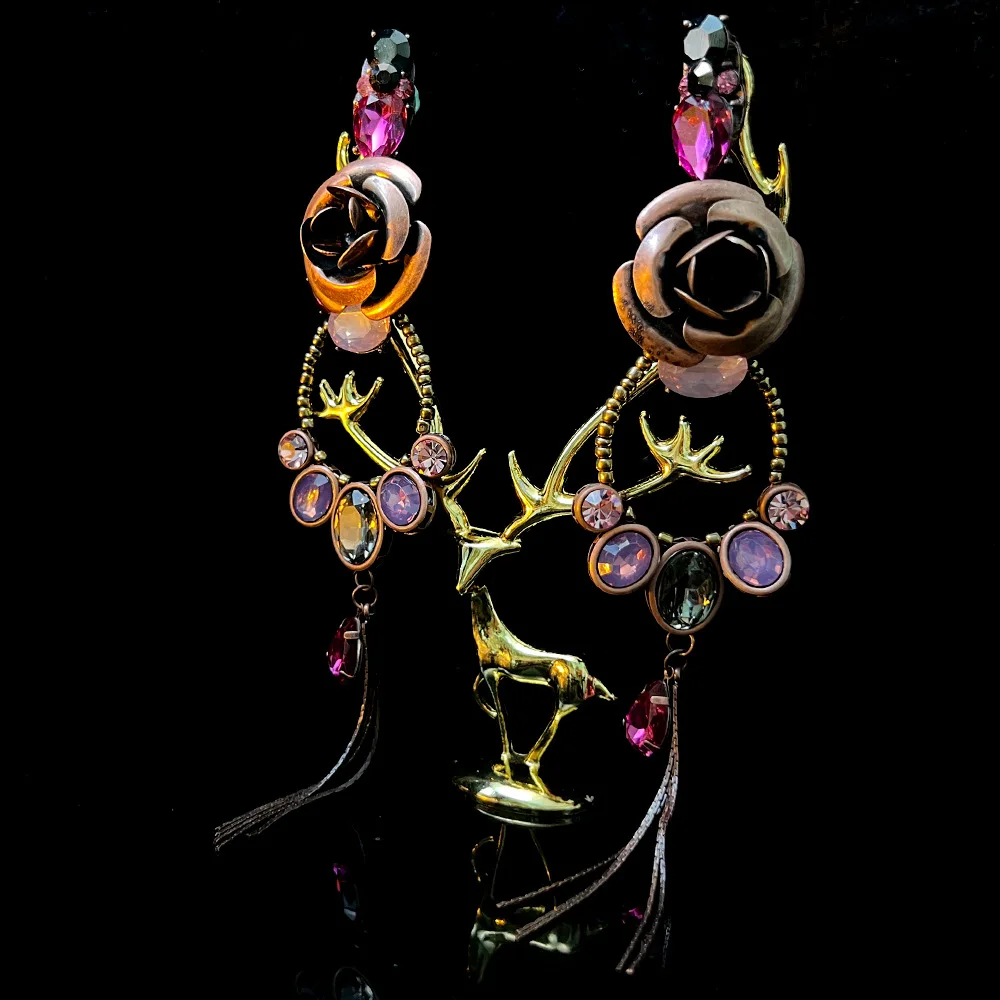 

European and American Fashion Exaggerated Sweep Shoulder Set Zirconium Earrings Women's Jewelry