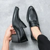 Men Retro Dress Shoes Black Brown Medium High Heels European and American Business Banquet Cuban Leather Shoes Size 38-45 6