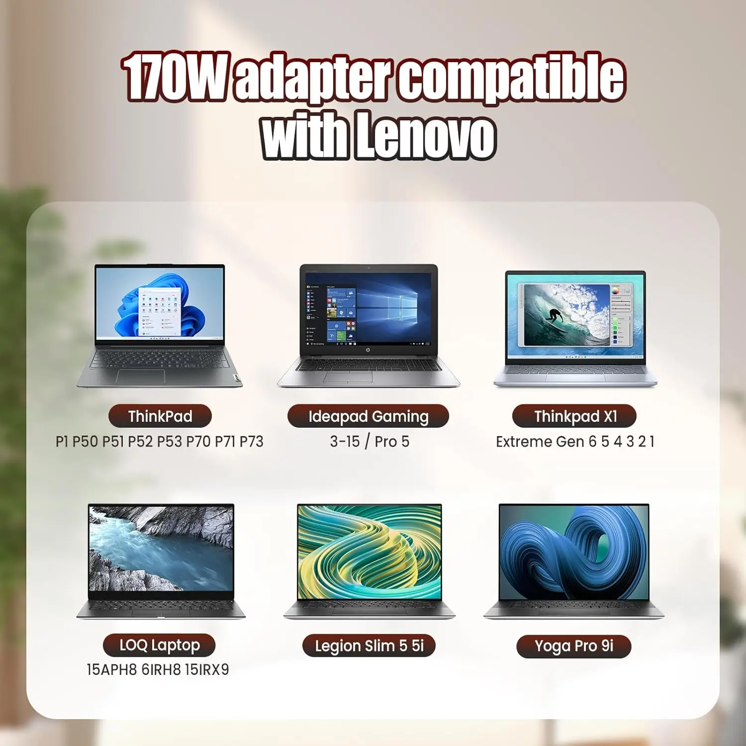 High-Power 170W USB Laptop Charger for Lenovo Thinkpad & Yoga Series