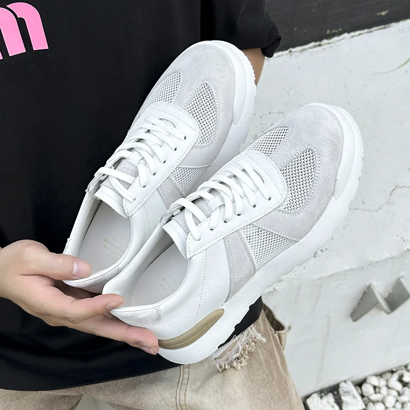 Baskets décontractées homme en cuir véritable pour extérieur_voghion.com