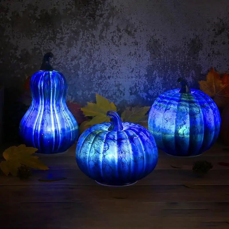 

Glass Pumpkin Light durable glass made LED Lighted Glass Pumpkins Light Stylish battery operated Glass Pumpkin Sculpture