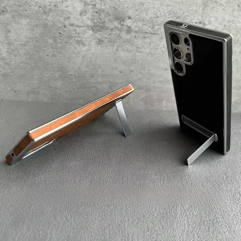 Executive PU Leather Phone Case with Kickstand and Foldable Stand Holder