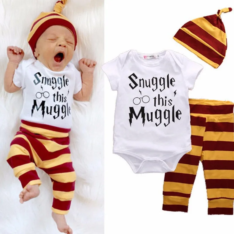 Harried potter 0 to 2 years old Kid suit three-piece set with short sleeves baby children set