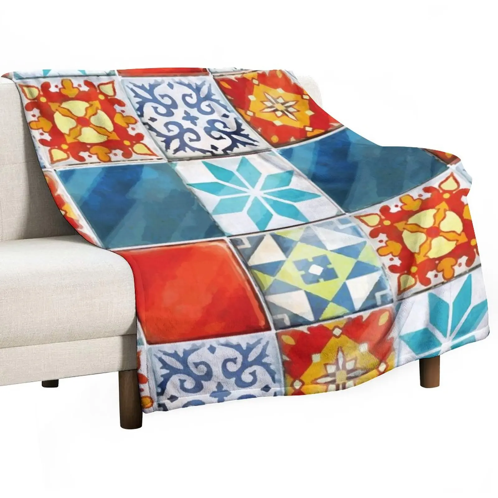 Piastrelle Colorate Azulejos Di Azul Gioco Da Tavolo Coperta Da Tiro Coperta Turistica Coperta Grande
